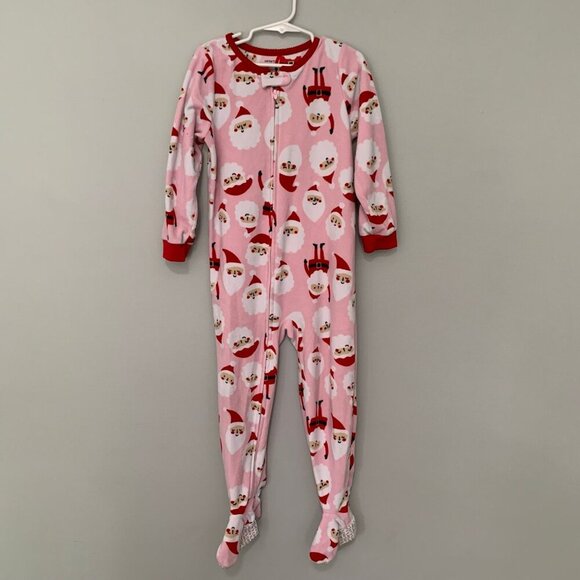5/$25 Carter's 5T fleece Santa Christmas holiday zipper footie jammies pjs - Picture 1 of 6
